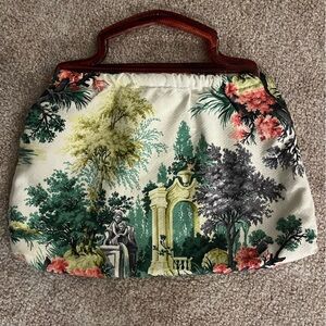 Vintage Handbag Bag Knitting Bag crafted from Barkcloth popular in 1930-1950